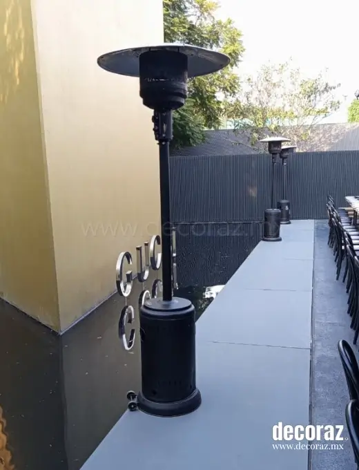 Renta de calentadores para evento corporativo en exterior